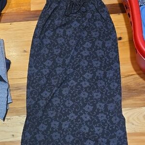 Petite Sophisticate Black and Blue Floral Pencil Skirt